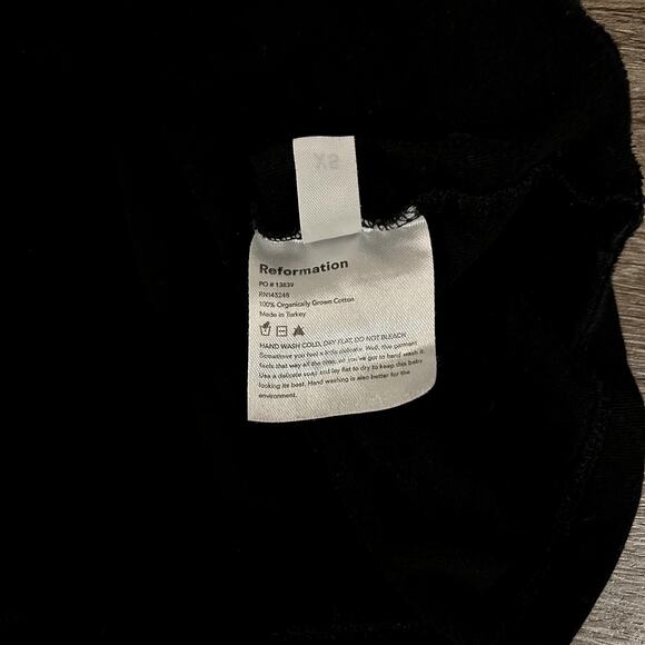 Reformation Black Organic Cotton Crew Neck T-Shirt XS Classic Short Sleeve Tee - Picture 10 of 11